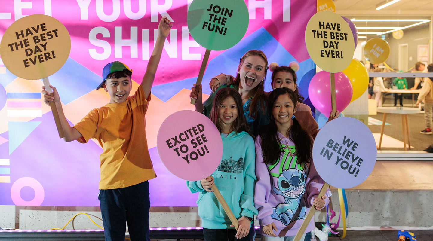 Kids and leaders welcoming